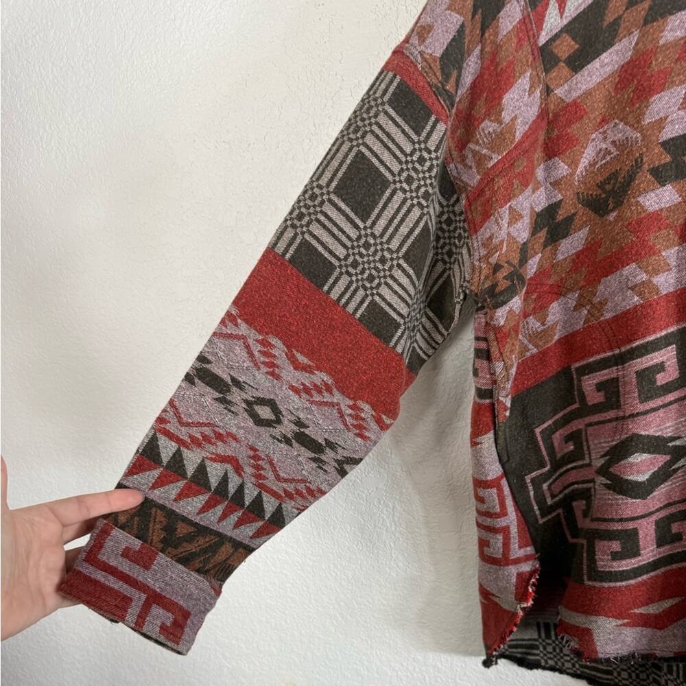 NWT Free People We The Free Arizona Sky Pullover in Crimson Aztec Large Boho - Picture 3 of 12
